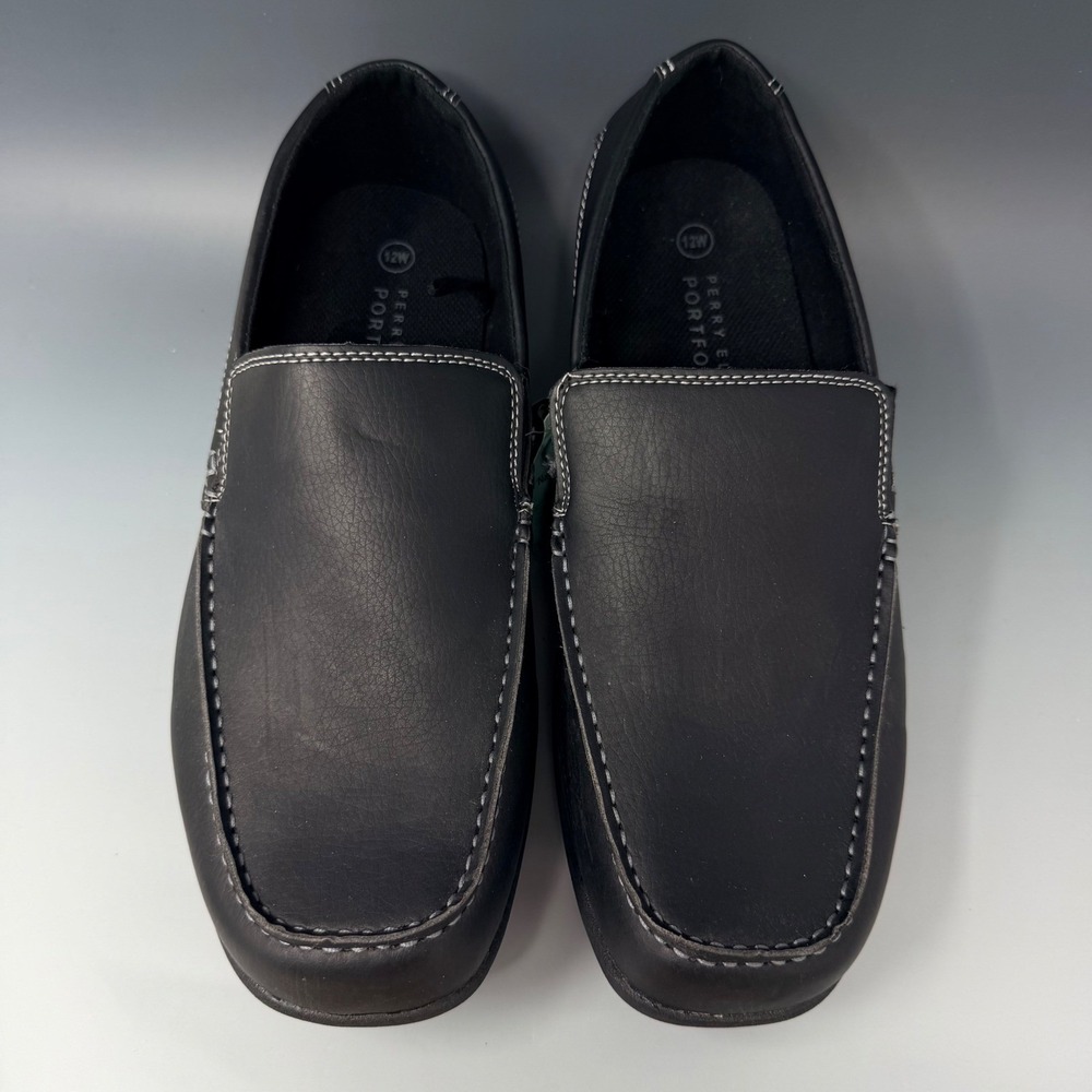 Perry Ellis Portfolio Walton Wide Mens 12W Black Slip On Loafers PEA11F020E-2W - Picture 4 of 15